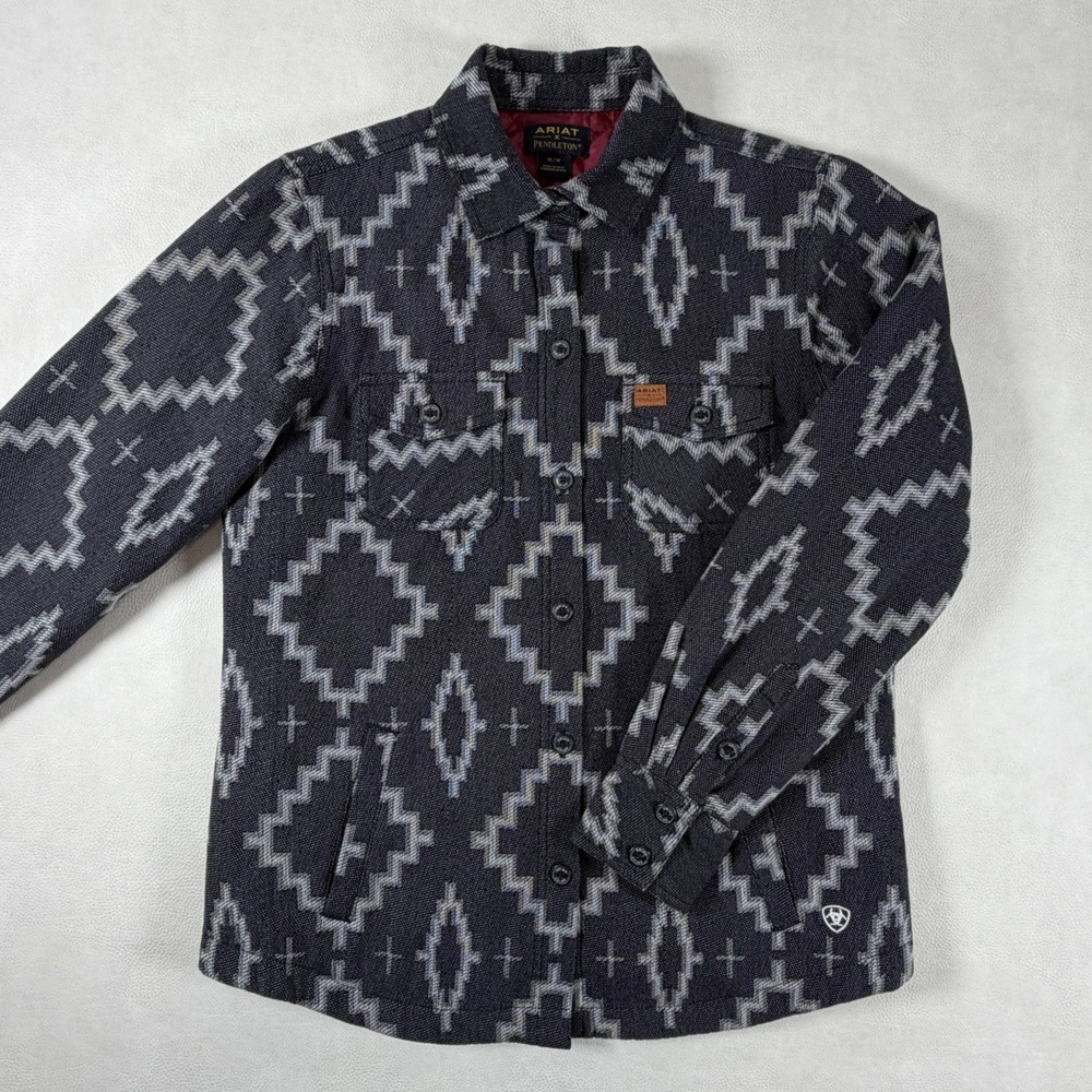 Ariat x Pendleton Kiva Insulated Shirt Jacket Size XS Quilted Lined Black Gray